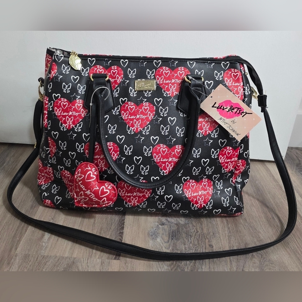 Luv Betsey by Betsey Johnson Heart Print Satchel Bag - New With Tag